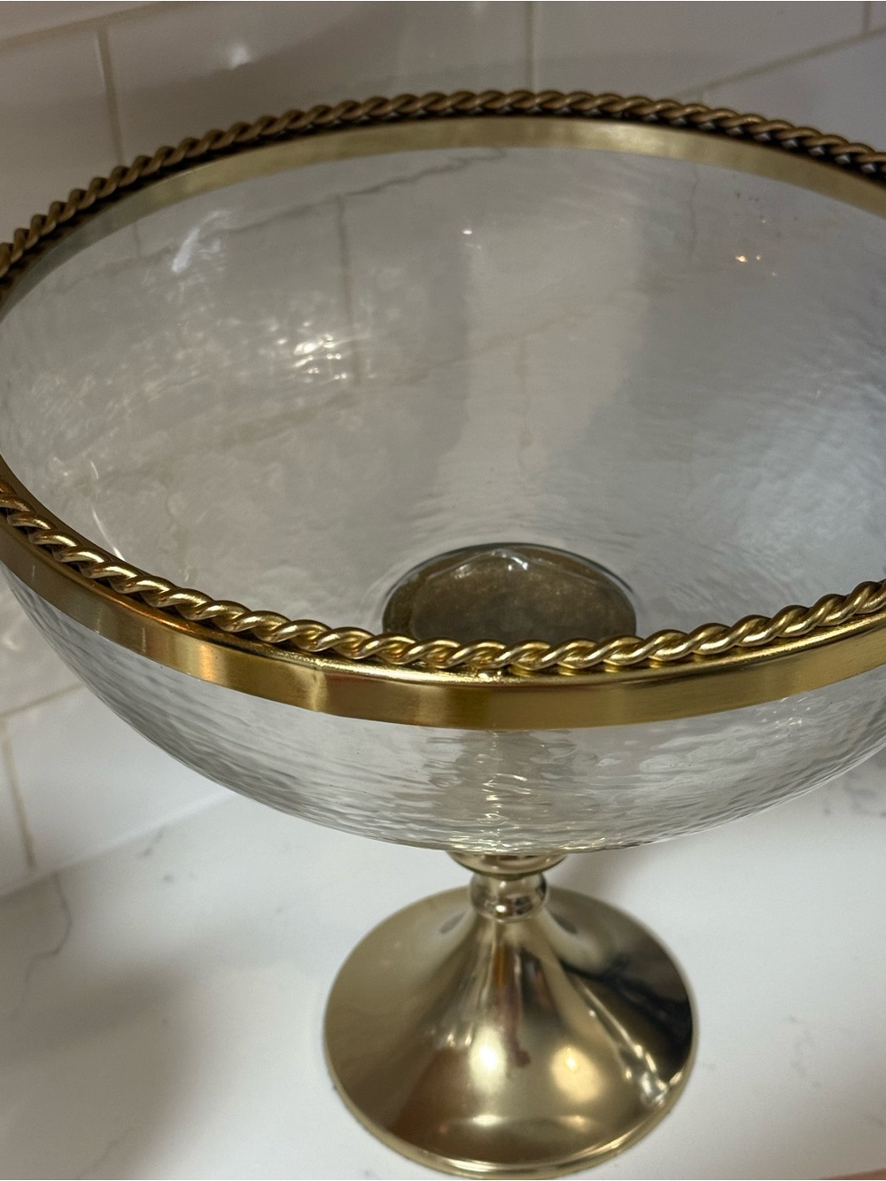 Elegant Gold-Trim Glass Compote Bowl - Home Dining